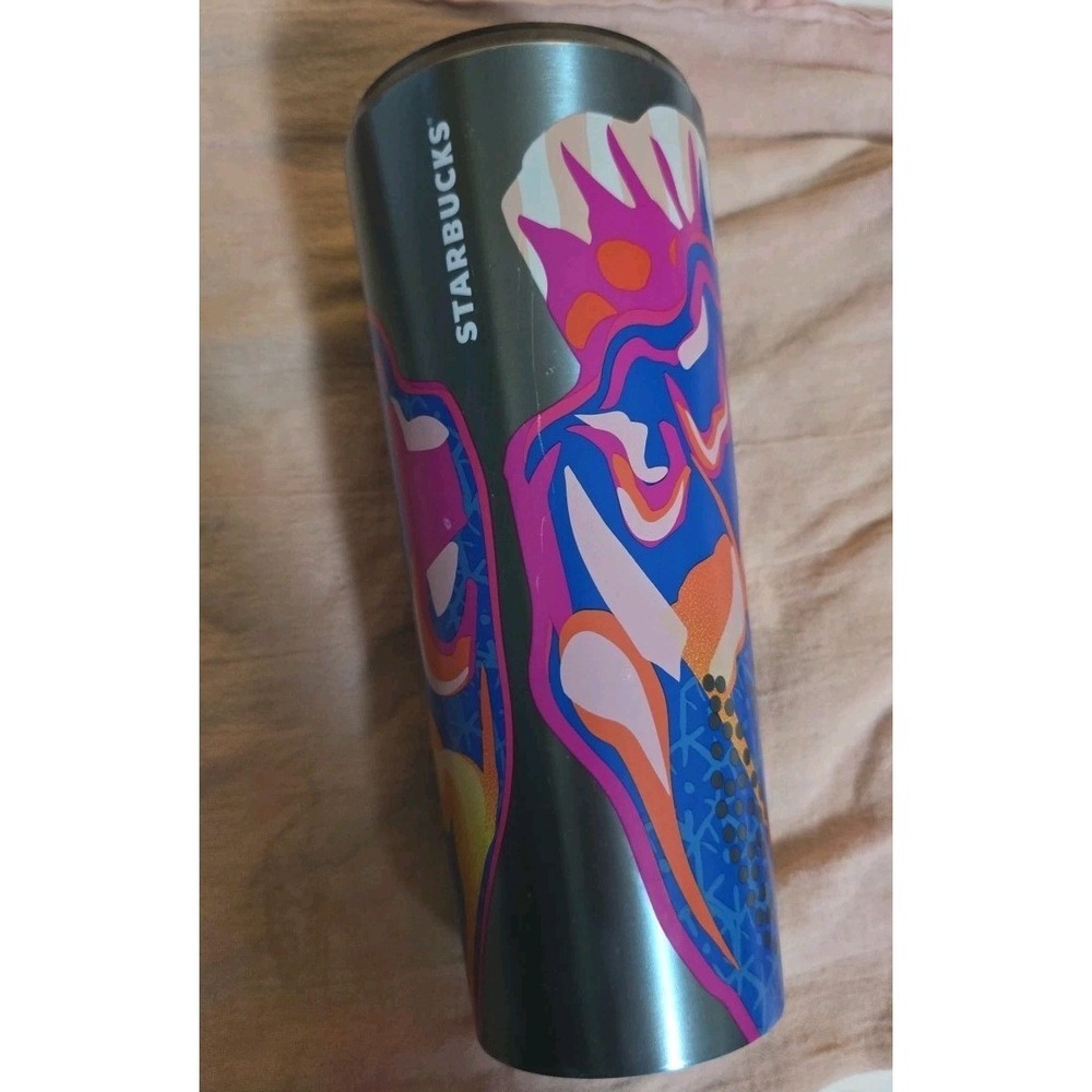 Starbucks Summer 2024 Abstract Butterfly Silver Venti Metal Tumbler W/ Wrong Lid